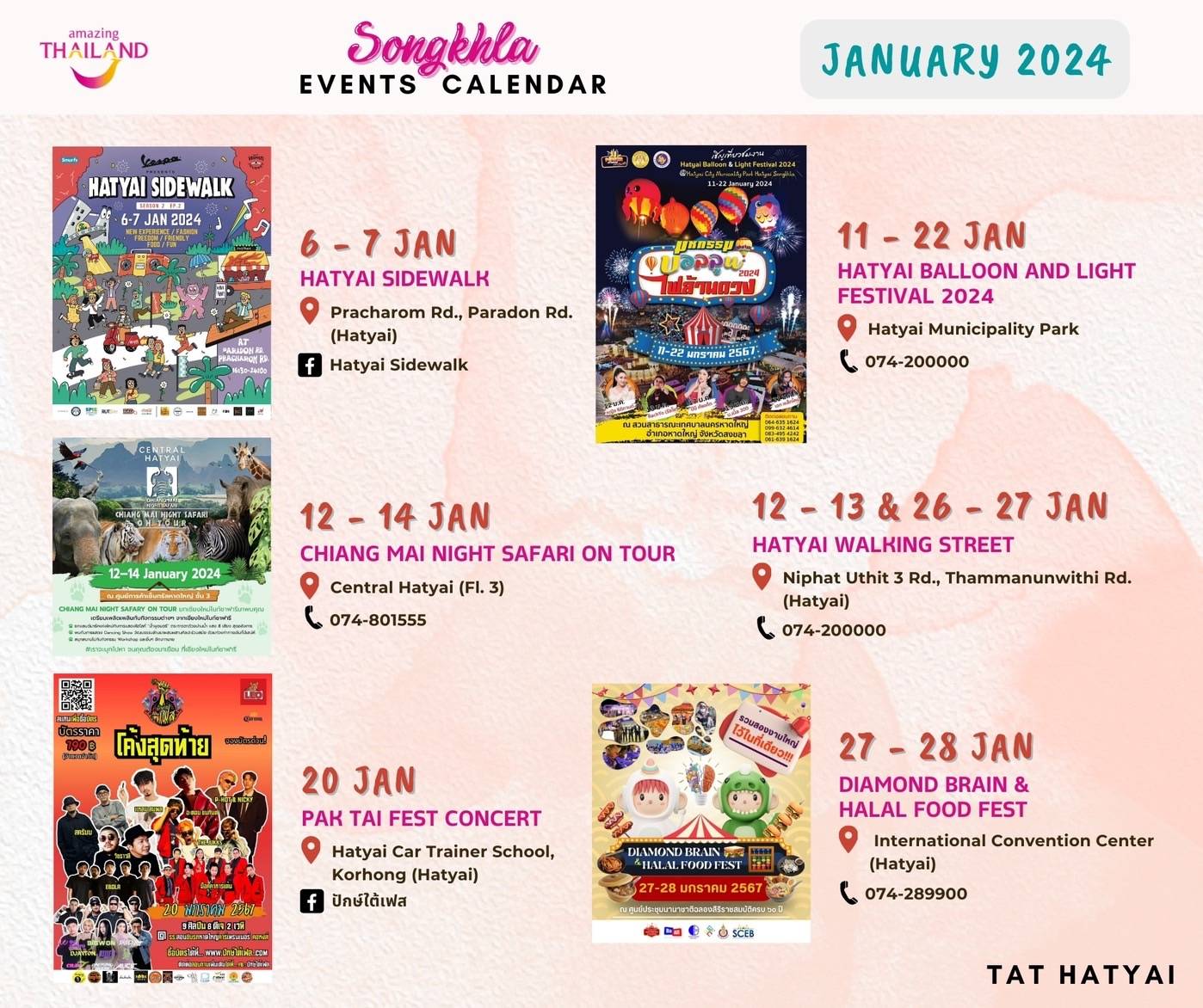 Six Events at Hatyai Thailand in January 2024